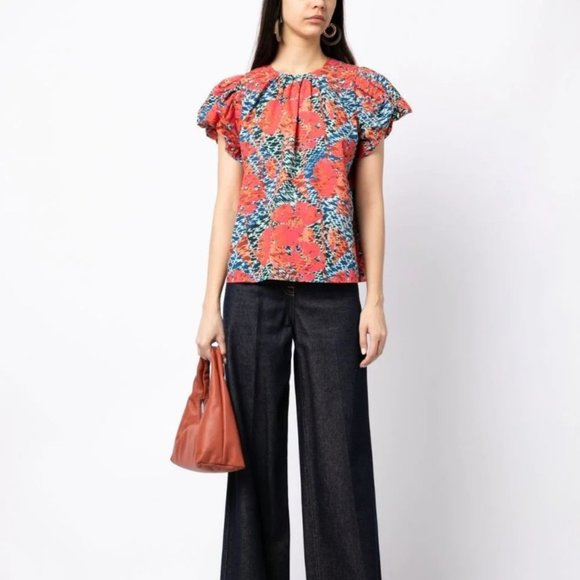 ULLA JOHNSON Iren abstract print blouse - 8 - Picture 2 of 7